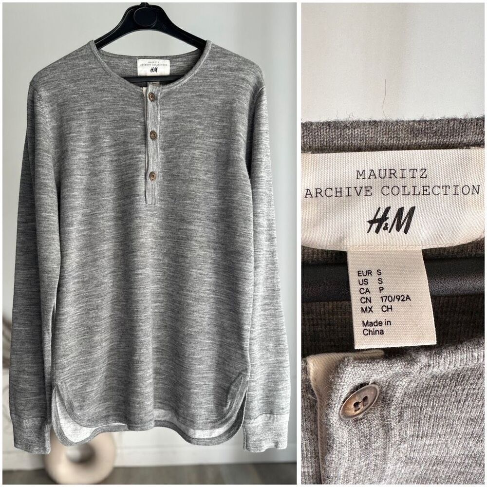 Mauritz Archive Collection X H&M Sweater Pullover Henley Wool Blend Small